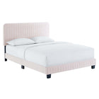 Modway - Celine Chenal Touffé Performance Velvet Lit de plateforme complet, Rose-Tête de lit touffée en canal