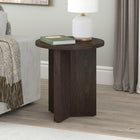 Hudson&Canal - Table d'appoint ronde Anders de 50 cm de largeur, , brun aulne-Finition en brun aulne aspect bois