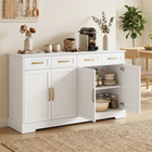 HOMCOM - Buffet de style ferme moderne 55 po avec portes et tiroirs de rangement multiples - blanc-Quatre tiroirs et des portes doubles trient assiettes, tasses et ustensiles avec soin
