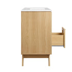 Modway - Soma 48" Vanité de salle de bain à un seul lavabo - Oak White-Trous centraux de 8"