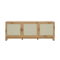 Manhattan Comfort - Meuble TV Sheridan 62,99 po style Mid-Century Modern - Nature-Meuble TV autoportant moderne en rotin pour salon