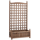 Outsunny - Jardinière surélevée avec treillis pour plantes grimpantes - brun-Le cadre en treillis permet de placer des plantes grimpantes ou de suspendre de petits pots de fleurs
