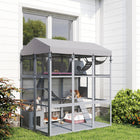 PawHut - Grand catio 81 po H avec plancher pour empêcher les évasions, nettoyage facile-Montage simple, prend généralement 1 à 1,5 heure pour deux personnes 