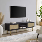 Modway - Cambria 70 po Meuble TV, Noir-Tissage en rotin