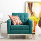 Modway - Loft Tissu rembourré Fauteuil - Sarcelle-Siège et dossier touffés avec boutons