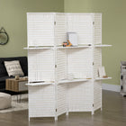 HOMCOM - Paravent autoportant à 4 panneaux avec étagères pour chambre, bureau intérieur - blanc-Structure en bois pour une base solide 
