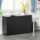 HOMCOM - Buffet sideboard haute brillance 46,1 po L avec 2 tiroirs - noir-Comprend 2 tiroirs, des armoires à 2 portes et un plateau supérieur plat 