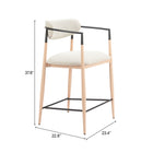 Zuo - Equinox Tabouret de comptoir - Oyster Gris/Naturel-8