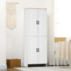 HOMCOM - Armoire de cuisine 67 po à 4 portes avec étagères réglables - blanc-Les étagères à 6 niveaux offrent beaucoup d’espace pour ranger la vaisselle, les casseroles et poêles, les produits secs ou les appareils électroménagers 