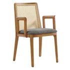 Modway - Monarch Bois et rotin Fauteuil à manger - Gris naturel miel-Cadre en bois de hêtre