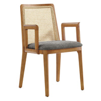 Modway - Monarch Bois et rotin Fauteuil à manger - Gris naturel miel-Cadre en bois de hêtre