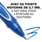 BIC - Stylo gel Gel-Ocity à séchage rapide - 0,7 mm - encre bleue - paquet de 12-Pointe moyenne de 0,7 mm qui trace des traits vifs