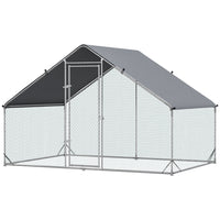 PawHut - Grand enclos pour poulailler galvanisé, cage à poules avec accès piéton 9,8 pi x 6,6 pi x 6,6 pi-Convient pour l’élevage de poules, lapins, canards et autres animaux 