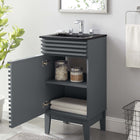 Modway - Render 18" Vanette de salle de bain - Gris Noir-Porte à fermeture douce