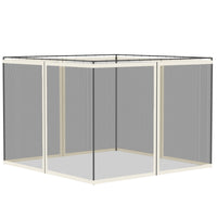 Outsunny - Moustiquaire de rechange pour gazebo 10 pi L x 10 pi l, blanc-Quatre panneaux séparés avec une fermeture éclair sur chaque panneau pour se connecter à la pièce adjacente  