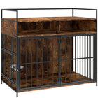 PawHut - Meuble cage pour chien avec station d’alimentation 39 po - noir-Cette cage pour chien fait également office de table d’appoint élégante pour compléter le style de votre intérieur 
