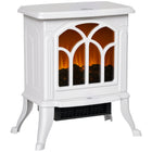 HOMCOM - Foyer électrique portatif 750/1500 W, blanc-Le verre trempé offre une esthétique brillante et une isolation thermique efficace  