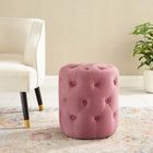 Modway - Amour Ronde à boutons touffés Performance Velvet Ottoman - Rose poussiéreuse-Rembourrage en velours polyester Performance