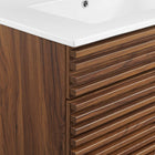 Modway - Render 30" Armoire à coiffeuse de salle de bain - Blanc noyer-Trous centraux de 8"