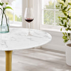 Modway - Lippa Rond de 28 po Faux marbre Bar Table, Or Blanc-Sièges 2