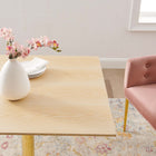 Modway - Verne 35 po Carré Table à manger, Or Naturel-Conception du grain de bois