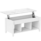 HOMCOM - Table basse relevable avec rangement - blanc-Le plateau spacieux et relevable crée un espace de travail confortable