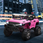Aosom - Voiture électrique pour enfants 2 places 12v rc camion de police 2 places - rose-Avance ou recule avec le levier de vitesse, pédale pour accélérer 