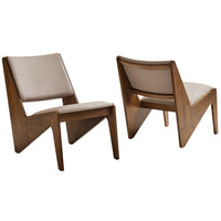 Modway - Rylina Cuir végane Chaises d’accent - Brun noyer - Ensemble de 2-Ensemble de 2 fauteuils d’appoint sans accoudoirs