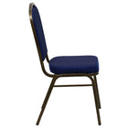 Flash Furniture – Chaise empilable HERCULES à dossier couronne, siège 2,5 po, doré avec tissu bleu marine (FDC01GV208)-S'empile jusqu'à 15 chaises de hauteur
