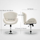 HOMCOM - Chaise de bureau pivotante avec large siège - dossier papillon - blanc crème-Fonction d’inclinaison et réglage de la hauteur pour une détente personnalisée 