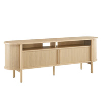 Modway - Cadence 71 po courbé Meuble TV, Chêne-Bois, panneau de particules, MDF