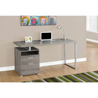 Monarch Specialties - 7145 Bureau 60 po L - Taupe Fonce/Metal Argent-Comprend un compartiment ouvert, des tiroirs de rangement fermés, comme un tiroir à dossiers pour les dossiers de format lettre ou légal, ainsi qu'un tiroir supérieur plus petit pour organiser les articles de bureau, le tout dans un design contemporain.