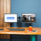 Rocelco – Support pour double moniteur DM2 et soulève-moniteur pour bureau assis/debout-Inclinaison +/- 45º, pivot 180º et rotation 36º