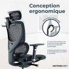 MotionGrey - Space Mesh Chair - Chaise de bureau ergonomique avec appuie-tête reglable et dossier pivotant-330 lb Capacite de poids (lb)