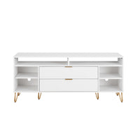 Manhattan Comfort - Meuble TV moderne DUMBO 62,99 po - Blanc-Meuble TV de style milieu du siècle pour salon
