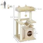 PawHut - Arbre à chat tour multi-niveaux maison pour chaton avec poteau à griffer - beige-La maisonnette offre une cachette pour que votre chat profite de son intimité 