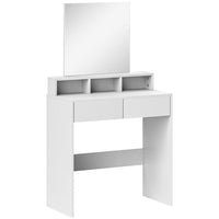 HOMCOM - Coiffeuse avec miroir - 29,5 po L x 15 po l x 53,1 po H - blanc-Grand miroir durable sans cuivre offrant des reflets clairs 