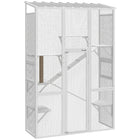 PawHut - Enclos extérieur pour chat avec 6 plateformes de saut - blanc - 63,8 po L x 24,2 po l x 99,2 po H-Agrandit l’espace extérieur pour que les chats puissent explorer la nature en toute sécurité 