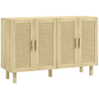 HOMCOM - Buffet boho 47,2 po L - bois naturel-Portes en rotin uniques avec une finition naturelle pour un style bohème 