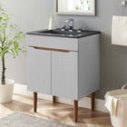 Modway - Harvest 24" Vanette de salle de bain - Gris Noir-Pieds effilés en bois d’acajou