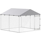 PawHut - Chenil couvert pour chiens de petite et moyenne taille - 7,5 pi L x 7,5 pi l x 5,6 pi H-Le toit résistant à l'eau et aux UV garde les animaux au frais et les protège de la pluie 