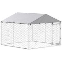 PawHut - Chenil couvert pour chiens de petite et moyenne taille - 7,5 pi L x 7,5 pi l x 5,6 pi H-Le toit résistant à l'eau et aux UV garde les animaux au frais et les protège de la pluie 