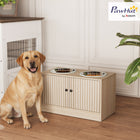 PawHut - Gamelles surélevées pour grand chien avec gamelle anti-glouton, acier inoxydable - 24 po L x 12 po l x 14 po H - chêne-Inclut deux bols en acier inoxydable de 0,5 gal (2 L) qui sont robustes et hygiéniques 