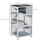 PawHut - Catio 34 L maison pour chat d’extérieur sur roulettes - 33,9 po L x 31,5 po l x 65,9 po H - gris-Convient à trois chats pour partager la tanière divisée, jusqu'à 12 lb (6 kg) 