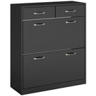 HOMCOM - Armoire à chaussures d’entrée avec 2 tiroirs rabattables pour 12 paires - noir-Design compact, idéal pour les petites entrées, les couloirs ou tout espace étroit