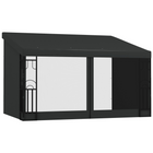 Outsunny - Pergola gazebo mural 10 pi l x 13 pi L avec rideaux et moustiquaires - gris foncé-Fixé au mur, permet de profiter de l'intérieur à l'extérieur