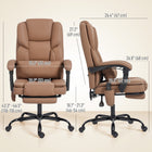 HOMCOM - Fauteuil de bureau avec massage - chaise de bureau inclinable - marron-Son similicuir adapté aux animaux résiste aux griffures et aux poils, facilitant grandement le nettoyage 