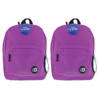 BAZIC Products - Sac à dos classique 17 po violet, paquet de 2-Un grand compartiment principal et un petit compartiment avant avec fermeture éclair