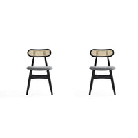 Manhattan Comfort - Lot de 2 chaises de salle à manger Colbert 44,5 cm style industriel chic, rembourrées, noir et gris-Chaise de salle à manger moderne au style industriel chic avec assise en cannage, idéale pour la salle à manger, lot de 2