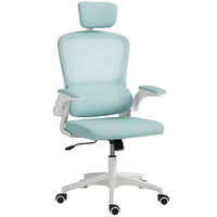 HOMCOM - Chaise de bureau ergonomique avec support lombaire - vert clair-Le design dynamique à double dossier offre un soutien flexible, soulageant la pression après de longues heures 